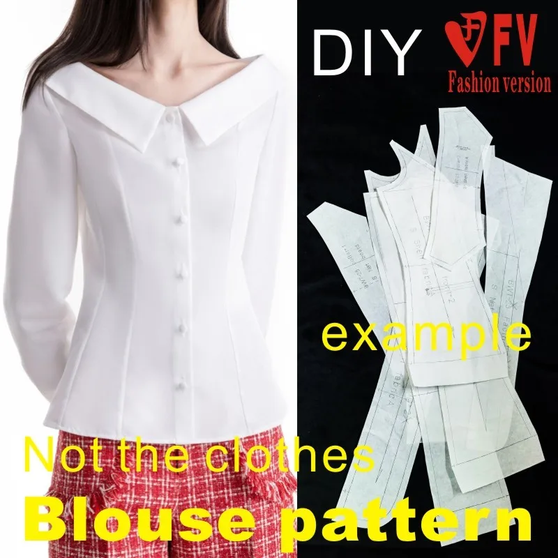 Marškinėliai modelis moterų iš vieno žodžio apykakle ilgomis rankovėmis viršuje drabužių pjovimo poveikį brėžinys 1:1 fizinį modelį BCY-168 Nuotrauka 1