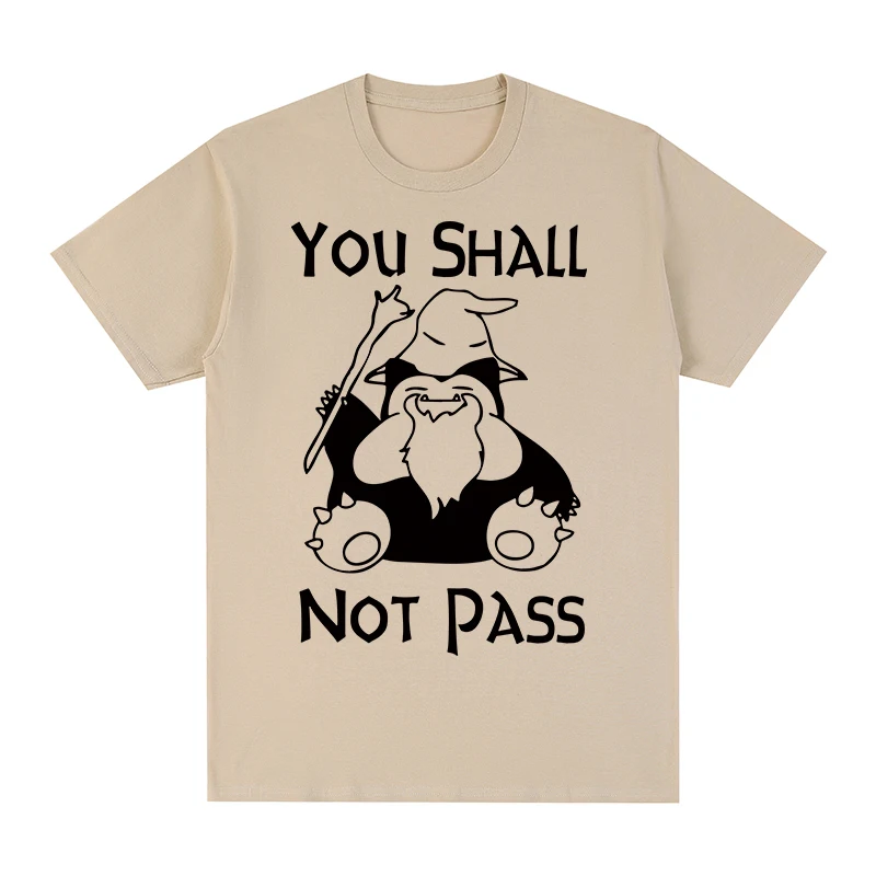 Snorlax Jums Negali Praeiti T-shirt Juokinga Medvilnės Vyrų marškinėliai Naujas TEE MARŠKINĖLIUS Moterų Topai Nuotrauka 0