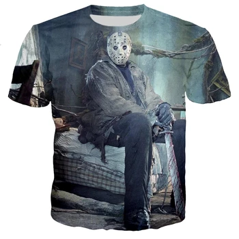 Nauja Vasaros vyriški T-shirt Pobūdžio Jason Voorhees Grafikos 3D Atspausdintas T-shirt Mados Atsitiktinis Nešioti Įgulos Kaklo Viršūnes