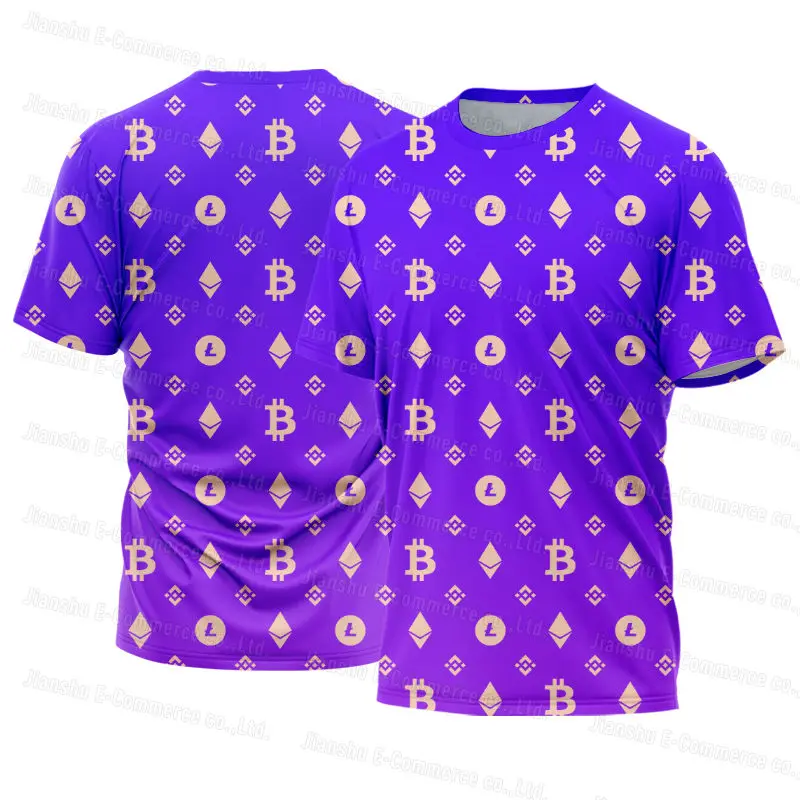 Bitcoin T-Shirt Ethereum Vyrams trumpomis Rankovėmis Kriptografijos Krepšinio Marškinėliai Atsitiktinis Palaidų Sporto Top Dovana Drabužių Porų Dėvėti 3D Spausdinti Nuotrauka 0