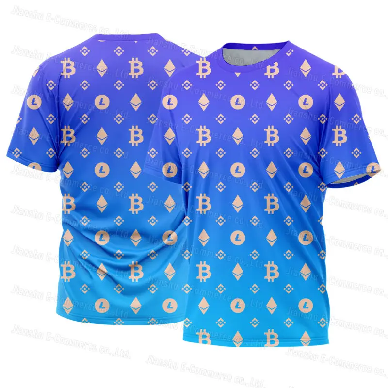 Bitcoin T-Shirt Ethereum Vyrams trumpomis Rankovėmis Kriptografijos Krepšinio Marškinėliai Atsitiktinis Palaidų Sporto Top Dovana Drabužių Porų Dėvėti 3D Spausdinti Nuotrauka 2