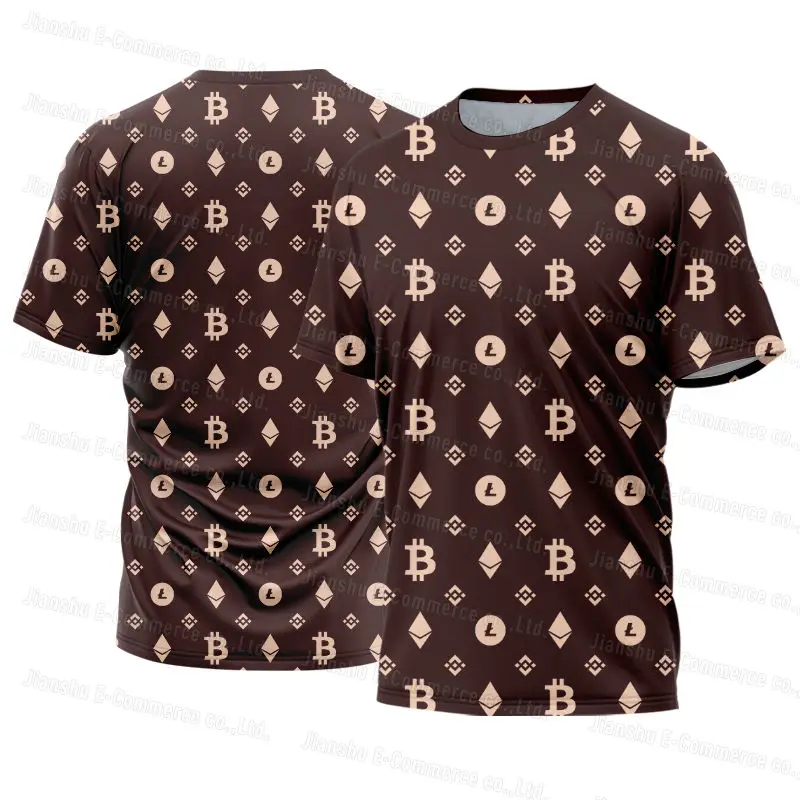 Bitcoin T-Shirt Ethereum Vyrams trumpomis Rankovėmis Kriptografijos Krepšinio Marškinėliai Atsitiktinis Palaidų Sporto Top Dovana Drabužių Porų Dėvėti 3D Spausdinti Nuotrauka 4