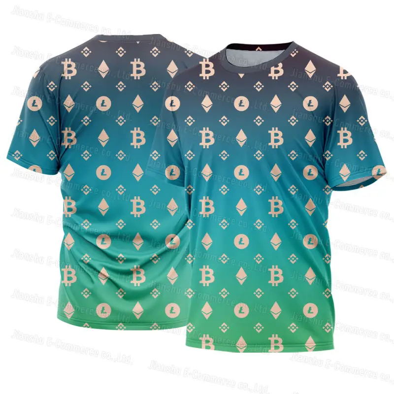 Bitcoin T-Shirt Ethereum Vyrams trumpomis Rankovėmis Kriptografijos Krepšinio Marškinėliai Atsitiktinis Palaidų Sporto Top Dovana Drabužių Porų Dėvėti 3D Spausdinti Nuotrauka 5